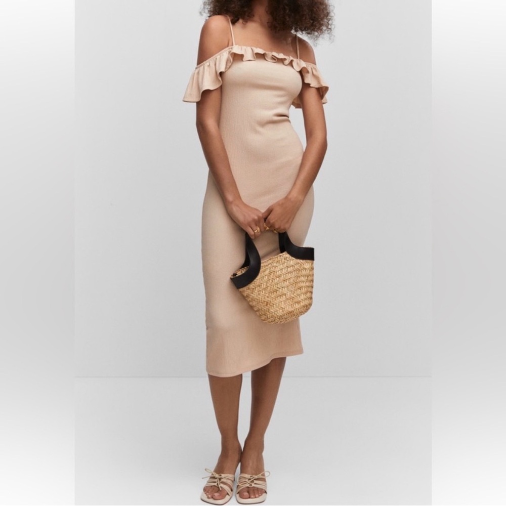 Mango Ruffle Midi Dress - NWT - Picture 2 of 6